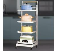 Stainless Steel Rolling Kitchen Cart nizer - White Microwave Stand with 4 Boards Space-Saving Casserole Storage Trolley for Kitchen Durable and Stylish Design