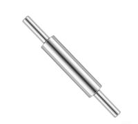 Stainless Steel Rolling Pin With Handle For Dough, Rotatable Kitchen Tool For Pastry And Noodles, Rust Resistant Baker Ware For Home Baking, Silver Small 33X5cm