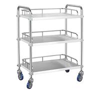 Stainless Steel Rolling Tool Cart with Locking Wheels, Versatile Multi-Use Trolley and Removable Shelf for Kitchen, Garage, or Restaurant