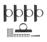 Stainless Steel Rope Railing Hooks 5 Pack, Black Drop Brackets for 2 Inch Battle Ropes, Heavy Duty Fence Anchor Kit with Screws for Outdoor Garden Deck Marine