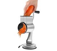 Stainless Steel Rotary Grater 5 Blades Safe Vegetable Chopper UK, Suction Base Manual Slicer Dishwasher Safe, Cheese Nut Grater Stainless Steel Food Processor Tool