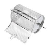 Stainless Steel Rotary Grill Cage with Shaft for Nuts and Potatoes | Movable Door, 360 Degree Rotation, Hands-free Flipping, Dishwasher Safe, Silver Finish, Suitable for Ovens, Air Fryers