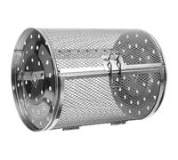Stainless Steel Rotisserie Grill Cage Basket for Ovens and Air Fryers | 360-degree Rotation, Movable Door and Buckle Closure, Large Opening Design, Lightweight Silver Metal Accessory for Nuts
