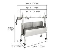 Stainless Steel Rotisserie Grill/With Hooded Cover/With Windscreen, BBQ Whole Pig Lamb Goat Charcoal Spit Grill,Excellent Stability(With Windscreen)