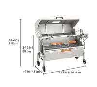 Stainless Steel Rotisserie Grill/With Hooded Cover/With Windscreen, BBQ Whole Pig Lamb Goat Charcoal Spit Grill,Excellent Stability(With Hooded Cover)