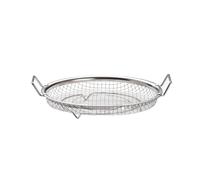 Stainless Steel Round Air Fryer Rack Steamer Basket Kitchen Drain Tray Oil Filter Basket with Dual Handles (26cm/10.24")