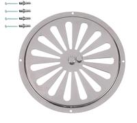 Stainless Steel Round Air Vent Grille - Adjustable Open-Close Convection Inlet Outlet - AISI 316 Circular Ventilation Grid for Wall or Door - Rustproof INOX Cover. (Ø 175 mm)