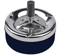 Stainless Steel Round Ashtray with Rotating Tray, Cigarette for Indoor or Outdoor Use, Desk Smoking Ash for Home Office (Blue)