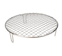 Stainless Steel Round BBQ Grill Mesh, Camping Grate with Legs for Outdoor Cooking, For Baking Tray for Stoves and Home Barbecue, Silver(25cm)