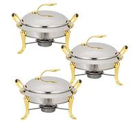 Stainless Steel Round Buffet Server Set, Full Size Chafing Dish for Catering Party Wedding Dinner Food Warmer - With Pans, Lid, and Fuel Holders