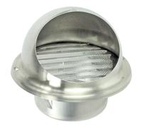 Stainless Steel Round Bull Nosed External Extractor Wall Vent Outlet with Insect Mesh Grille (5" / 125mm)