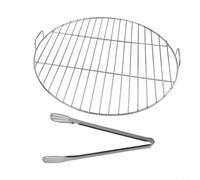 Stainless Steel Round Cooking Grate with Handle for Weber 57 cm Kettle Grills, 45 cm Diameter Fire Bowl Insert, Heavy Duty Non-For Charcoal BBQ Replacement Part(55cm)