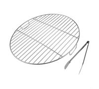 Stainless Steel Round Cooking Grate With Handle For Weber 7432 And 57 Cm Kettle Charcoal Grills Fire Bowl 57 To 60 Cm Replacement Part Silver Finish Mesh For Outdoor Barbecue Cooking Set(53cm)