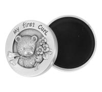 Stainless Steel Round Curl Keepsake Box for Baby and Children | Silver Finish, Smooth Surface, Holds Small Items, Cartoon Style, Practical Keepsake Container