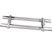 Stainless Steel Round Door Handle - 80cm Adjustable Hole Pitch, Modern Silver Finish, Perfect for Commercial & Residential Interior/Exterior Doors