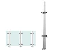 Stainless Steel Round Glass Railing Post for Stairs, Patios & Balconies - 80cm Corner/Mid/End Column Clamp System, Durable Deck Balustrades, Pool Fence Pillar
