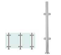 Stainless Steel Round Glass Railing Post for Stairs, Patios, & Balconies - Mid/End/Corner Support Column - 55in High Deck Balustrade Clamp System, Durable Fence Pillar