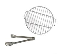 Stainless Steel Round Grill Mat with Clips for Stable Cooking, Helps Prevent Flare Ups and Food Falling Through Grill, Easy to Maintain (35cm)