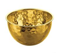 Stainless Steel Round Mixing Bowl with Hammered Surfaces Design for Beating Eggs Washing Greens and Salad Tossing Kitchen Tool in Various Colors and Sizes(Golden 18CM)