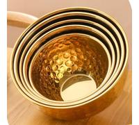 Stainless Steel Round Mixing Bowl with Hammered Surfaces Design for Beating Eggs Washing Greens and Salad Tossing Kitchen Tool in Various Colors and Sizes(Golden 6 pcs)