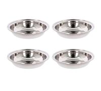 Stainless Steel Round Plate Thali Small Set of 4 Snack Side Dish Starter Salad Appetizer Tray Plates Dip Condiment Bowl for Indian Dahi Wada Pani Puri Relish Appetizers Tapas (No.1 (Diameter: 13cm))