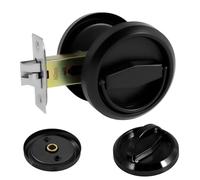 Stainless Steel Round Recessed Door Lock,Hidden Recessed Cup Door Handle, Pulls Latch Knob, Keyless Recessed Door Pull Latch Knob,Round Embedded Concealed Door Pull for Privacy Pocket Door (Black)