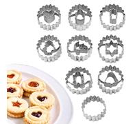 Stainless Steel Round - Set of 9 Small Christmas , Stamp Moulds | Ideal for Decorating Cakes AT Making Christmas Decorations | Christmas