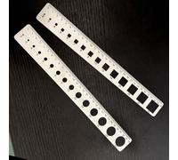 Stainless Steel Round Square Ruler 0-30cm Dual Scale 2mm-22mm Hole Gauge Thin Profile For Architects Engineers Drafting Drawing