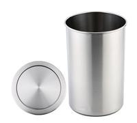 Stainless Steel Round Trash Can Lid Concealed Flip Top Central Hinged Waste Bin Cover Sleek Countertop Waste Chute Lid Modern Kitchen Garbage Can Accessory