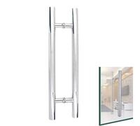 Stainless Steel Round Tube Glass Door Handle Push Pull Sliding Barn Door Handle for Indoor/Outdoor Use Replacement Part for Shower & Bathroom 300x200mm