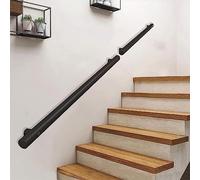 Stainless Steel Round Tube il - Wall-Mounted Indoor/Outdoor Railing Kit 100kg Support Available in 1m 1.5m 2m 4m 5m 6m Lengths - Black Metal Design
