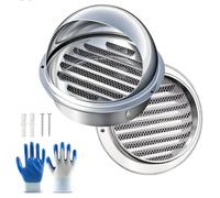 Stainless Steel Round Ventilation Grill Screen Hood, Round Bull Nosed External Extractor Wall Vent Outlet, Fly Screen and Drip Deflector for Kitchen Bathroom(Beige,110mm)