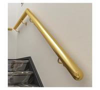 Stainless Steel Round Wall Mounted Handrail - 3ft to 20ft Safety Indoor/Outdoor Stair Railing for Wood Concrete Brick - Gold Finish Includes Bracket Handra for Staircase