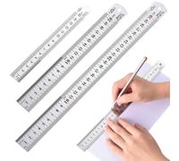 Stainless Steel Ruler, 3 Packs Metal Rulers Metal Measuring Office Ruler Set for Office Learning Drawing (Including 30cm 20cm 15cm)