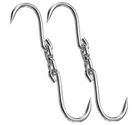 Stainless Steel S Hooks for Hanging Meat 2Pcs, Heavy Duty Hooks for Beef Pork Lamb Butchering Hunting Processing Commercial Kitchen