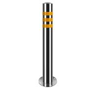 Stainless Steel Safety Bollards Post With Reflective Strips, 23.6 29.5 39.4 Inch High Parking Bollard Post For Traffic Control Driveway Barrier(29.5x3in)