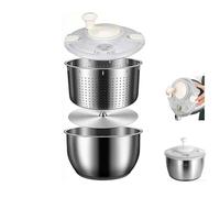 Stainless Steel Salad Spinner and Vegetable Washer, Quick Spin Lettuce Dryer with PP Lid - Multifunctional Kitchen Tool for Pasta, Fries, and Fresh Produce