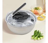 Stainless Steel Salad Spinner, Easy Press Large Vegetable Dryer Washer, 3.5L Fruit Washer with Stainless Steel Bowl for Lettuce, Vegetable, Herbs, Berries