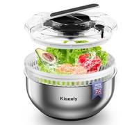 Stainless Steel Salad Spinner, Easy Press Large Vegetable Dryer Washer, 4.2Qt Fruit Washer with 304 Stainless Steel Bowl for Lettuce, Vegetable, Herbs, Berries (JA1)
