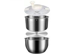 Stainless Steel Salad Spinner, Large Vegetable Washer with 6L Bowl, PP Lid, Stainless Steel Drain Basket, Lettuce Cleaner and Dryer, for Fruit Washer, Pasta and Fries Spinner