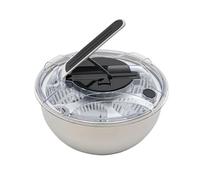 Stainless Steel Salad Spinner with Colander Basket, 3.5L Vegetable Washer Dryer with Handle and Lid, Quick Dry Lettuce Spinner with Easy Drain System, Non-Slip Base Fruit Cleaner, Silver