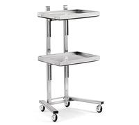 Stainless Steel Salon Tray On Wheels Collapsible Utility Cart 2 Tiers Foldable Storage Stand For Salons Spas Barbershops Tattoo Medical Dental