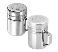 Stainless Steel Salt Shaker Duster - Versatile Sugar Salt Pepper Shaker And Popcorn Sprinkler With Lid & Easy-Grip Handle | 6 Oz, Pack Of 2
