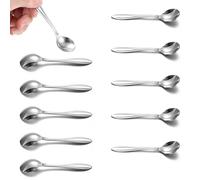 Stainless Steel Salt Spoon teaspoons Set of 10 Small Coffee Spoons Tiny Spoon Mini Spoons for Dessert Sugar Spices Jars Honey Sauce Serving Scoop Cute Little Condiment Espresso Scoop, Silver