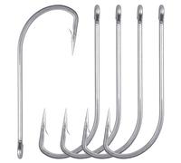 Stainless Steel Saltwater Fishing Hooks, 30pcs O'shaughnessy Forged Hooks Long Shank J Fishing Hooks Extra Strong Fish Hooks for Saltwater Freshwater Fishing Size 1/0-10/0