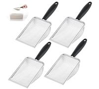 Stainless Steel Sand Sifting Shovels, 4-Pack Fine Mesh Scoops, Reptile Substrate Sifters, Litter Box Shovel For Sand Bedding, Multi-Purpose Metal Scoops For Cats, Fish, Crustaceans