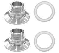 Stainless Steel Sanitary Tri-Clamp Fitting 3/4 NPT Male Thread Adaptor with K50.5 Clamp & Silicone Gaskets - Food Grade 304, Leak-Proof Design for Brewing, Dairy, Pharmaceutical Piping Systems