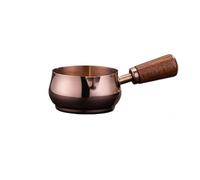 Stainless Steel Sauce Cup with Wooden Handle, Mirror Finish, Heat-Resistant, 10.5cm/11.5cm Diameter, Precise Traffic Control (Pink, S)