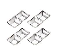 Stainless Steel Sauce Cups Small Seasoning Appetiser Saucers Side Dishes Condiment Cups Dip Bowl Serving Dipping Bowls Set of 4 (Silver-2)
