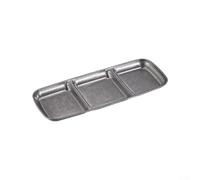 Stainless Steel Sauce Dish with 1 to 4 Compartments for BBQ and Snacks, Made from 304 Stainless Steel, Stable Base Design to Prevent Spills, Suitable for Catering (3 Grids)